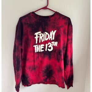 Vans Friday the 13th Red Tie Dye Pullover Sweatshirt Horror Halloween Skate Sz M